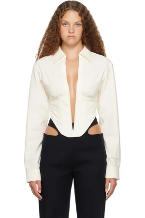 DION LEE White V-Wire Corset Shirt