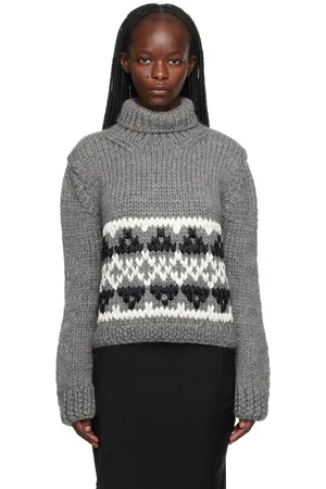 Jil Sander Gray Jacquard Turtleneck