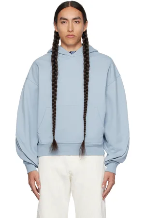 MUGLER Blue Cropped Hoodie