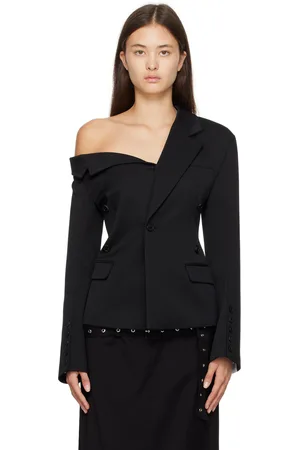 Rokh Black Asymmetric Collar Blazer