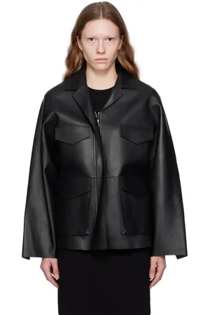 Totême Black Army Leather Jacket
