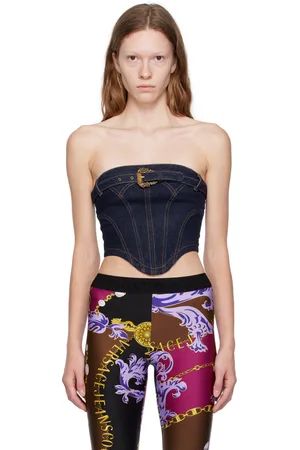 VERSACE Indigo Pin-Buckle Denim Camisole