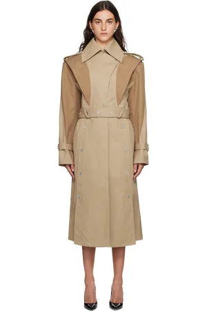 MUGLER Beige Paneled Trench Coat