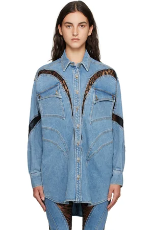 MUGLER Blue Lace Denim Shirt