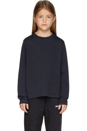 Moncler Kids Navy Embossed Long Sleeve T-Shirt