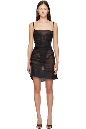 Mugler Ruched sheer maxi dress