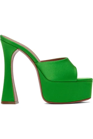 Amina Muaddi Green Dalida Plateau Heeled Sandals