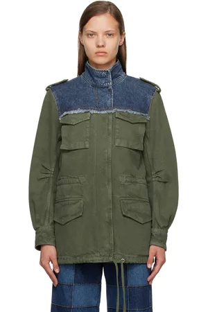 Chloé Khaki & Blue Utilitarian Denim Jacket