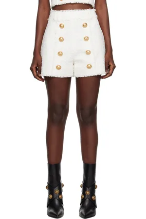 Balmain White Fringed Shorts