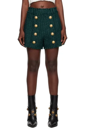 Balmain Green Fringed Shorts
