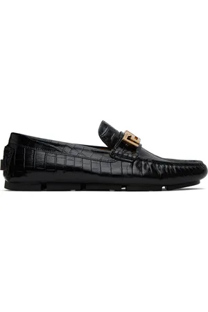 VERSACE Black Greca Loafers