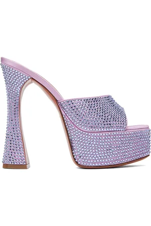 Amina Muaddi Purple Dalida Crystal Heeled Sandals
