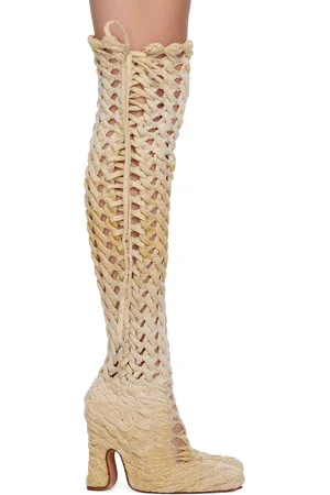 Isa Boulder SSENSE Exclusive Off-White Spiral Cable Boots