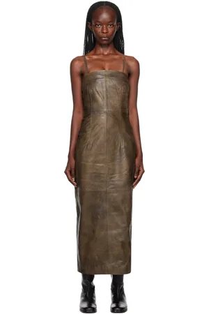 REMAIN Birger Christensen Brown Darted Midi Dress