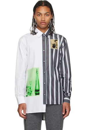 Lanvin White & Gray Asymmetric Shirt