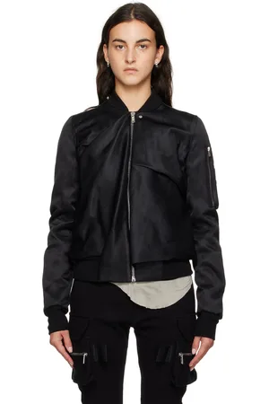 Rick Owens Black Ripple Flight Bomber Jacket
