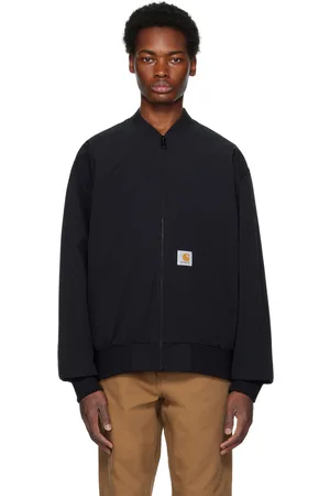 Emporio Armani Embossed-monogram Zipped Bomber Jacket in Black for Men