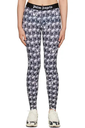 Palm Angels Black & White Printed Leggings