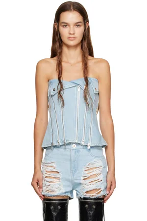 DION LEE Blue Biker Denim Camisole