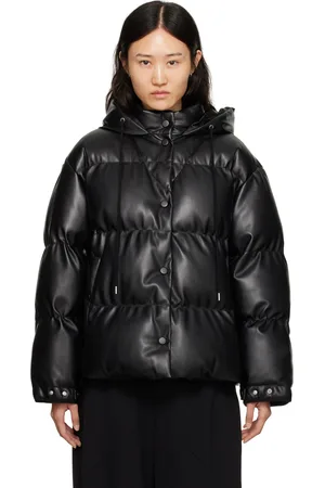 Stella McCartney Black Press-Stud Faux-Leather Puffer Jacket