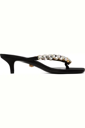 VERSACE Black Crystal Heeled Sandals
