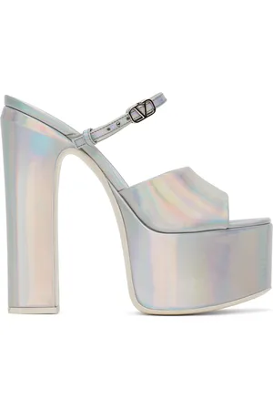 VALENTINO GARAVANI Silver Tan-Go Heeled Sandals