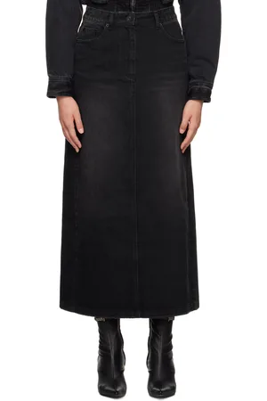 JUUN.J Black Faded Denim Maxi Skirt