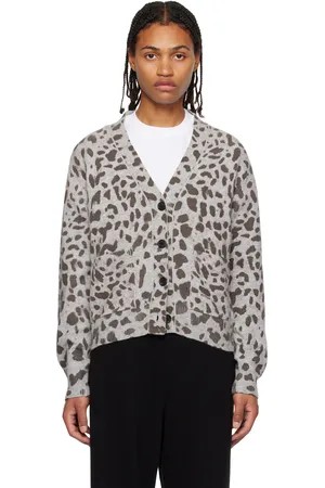 We11 Done Gray & Brown Leopard Cardigan