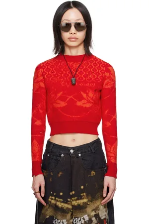 LU’U DAN Orange & Red Shrunk Sweater