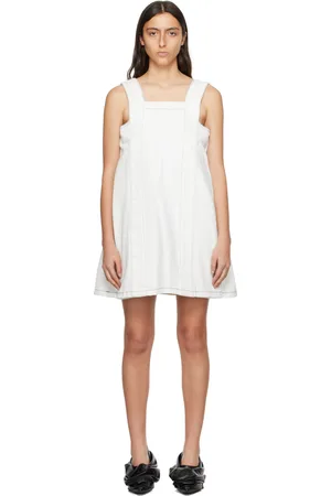We11 Done White Square Neck Denim Minidress