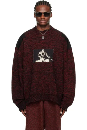 LU’U DAN Red & Black Shoulder Patch Sweater