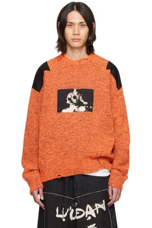 LU’U DAN Orange & Black Shoulder Patch Sweater