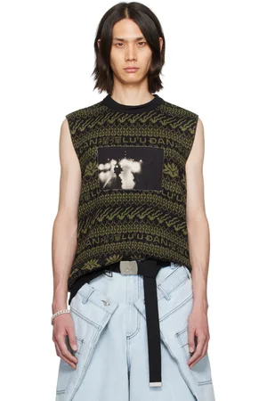 LU’U DAN Black & Green Distressed Vest