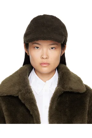 YVES SALOMON Brown Curly Shearling Cap