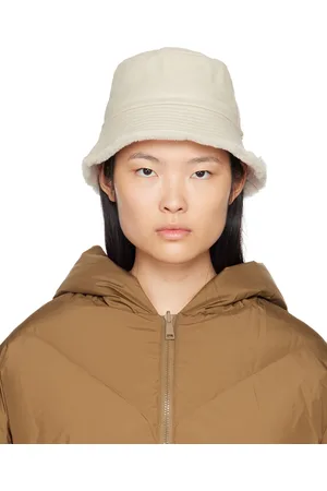 YVES SALOMON Off-White Curly Reversible Bucket Hat