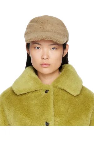YVES SALOMON Tan Curly Shearling Cap