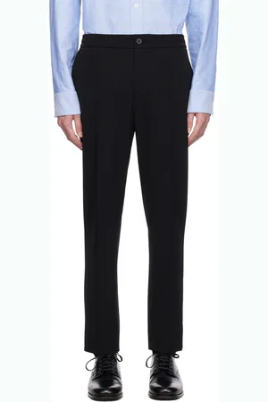 Solid Black Tapered Trousers