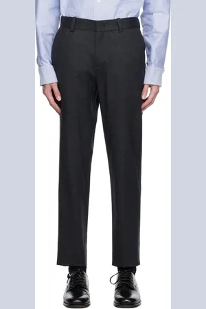 Solid Gray Tapered Trousers