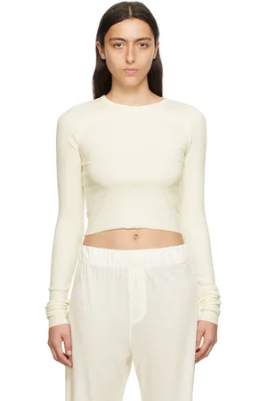 ÉTERNE Off-White Cropped Long Sleeve T-Shirt