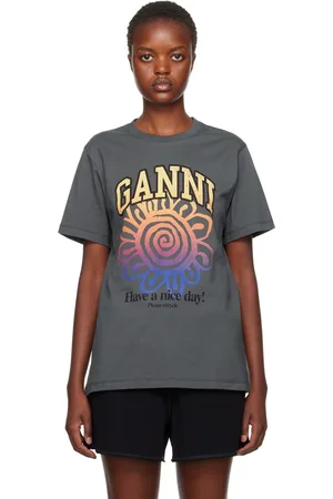 Ganni Gray Flower T-Shirt