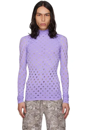 Maisie Wilen Purple Perforated Turtleneck