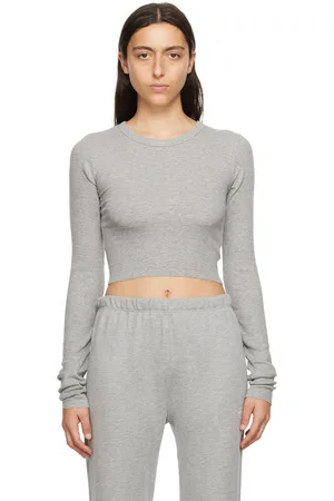 ÉTERNE Gray Cropped Long Sleeve T-Shirt
