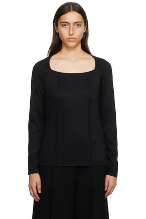 Issey Miyake Black Tucked Square Long Sleeve T-Shirt