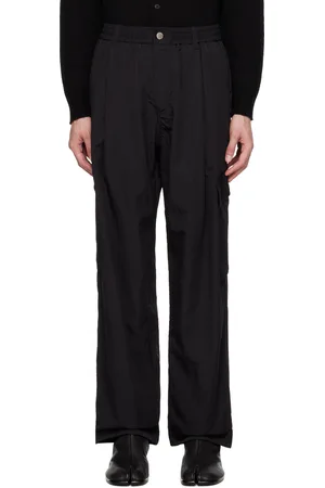 Solid Black Banding Cargo Pants