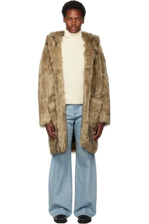 SYSTEM SSENSE Exclusive Beige Faux-Fur Coat