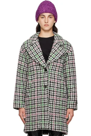 Msgm Gray Checked Coat