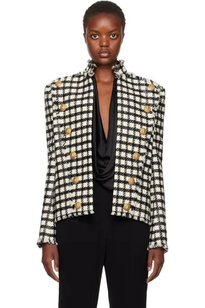 Balmain Off-White & Black Button Jacket