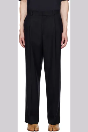 Solid Navy Pinched Seams Trousers