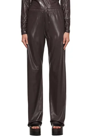 DRIES VAN NOTEN Brown Shiny Lounge Pants