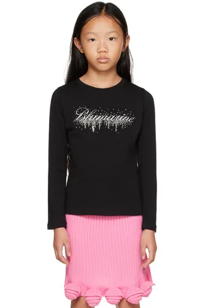 MISS BLUMARINE Kids Black Crystal Long Sleeve T-Shirt